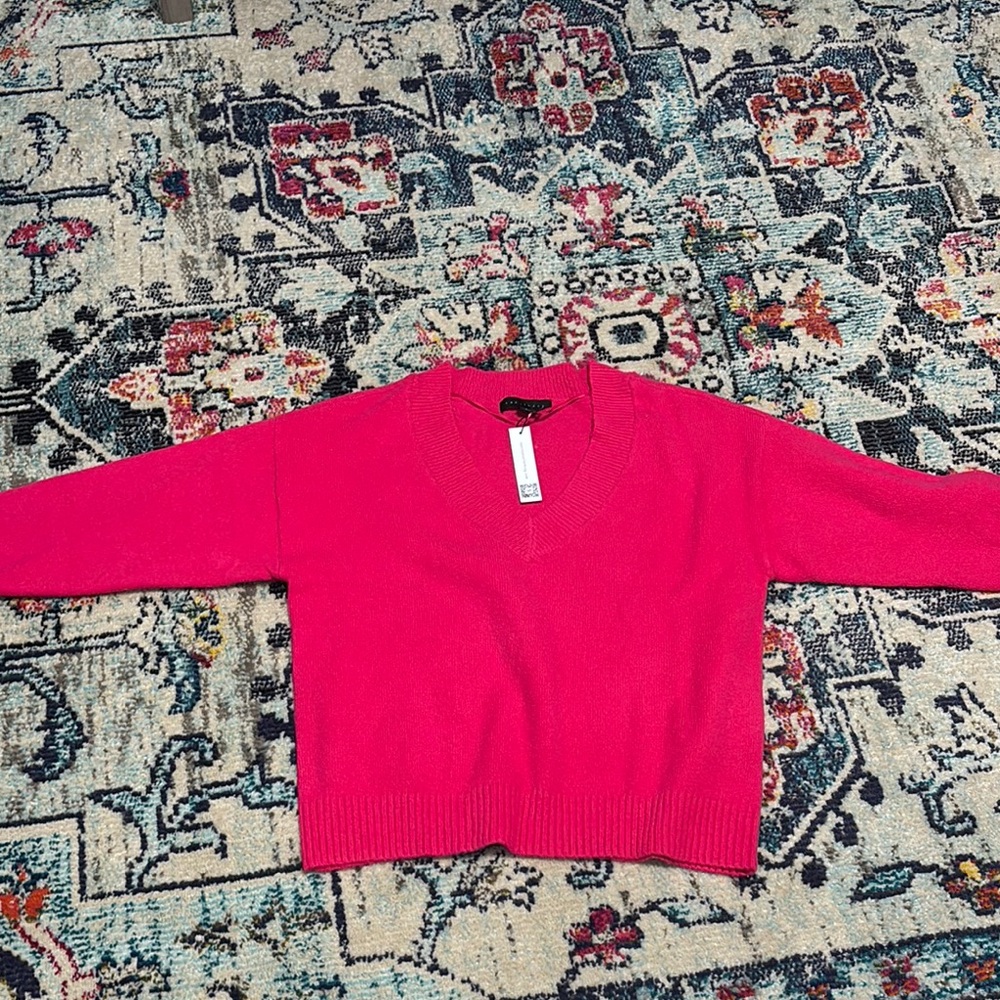 Women's Pink V-Neck Sweater